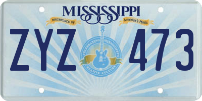 MS license plate ZYZ473