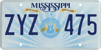 MS license plate ZYZ475