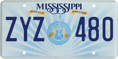 MS license plate ZYZ480