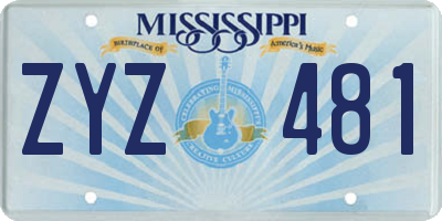 MS license plate ZYZ481