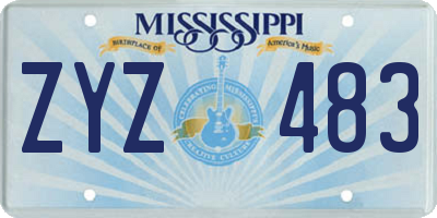 MS license plate ZYZ483