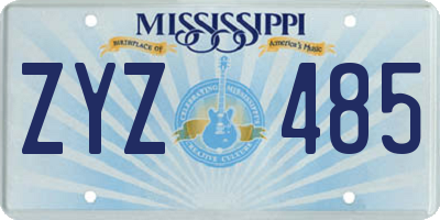 MS license plate ZYZ485