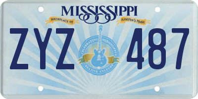 MS license plate ZYZ487