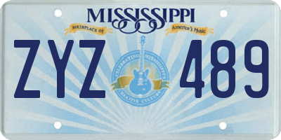 MS license plate ZYZ489