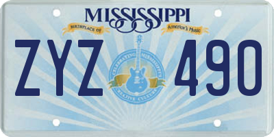 MS license plate ZYZ490