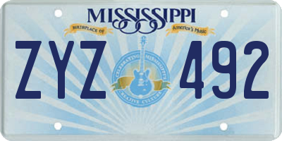 MS license plate ZYZ492