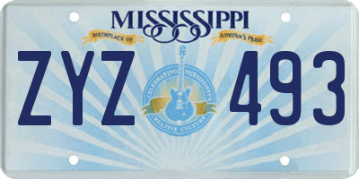 MS license plate ZYZ493