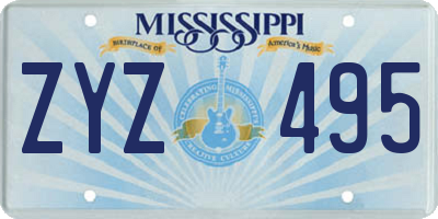 MS license plate ZYZ495
