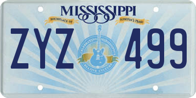 MS license plate ZYZ499