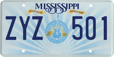 MS license plate ZYZ501