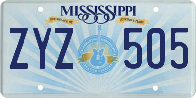 MS license plate ZYZ505