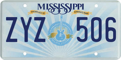 MS license plate ZYZ506