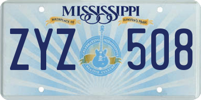 MS license plate ZYZ508