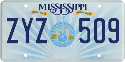 MS license plate ZYZ509