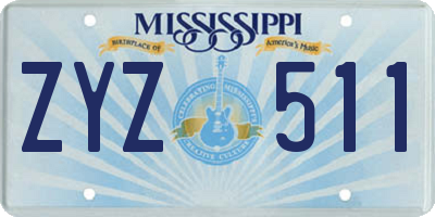 MS license plate ZYZ511