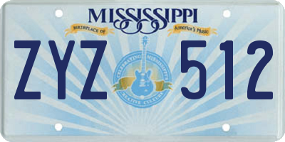 MS license plate ZYZ512