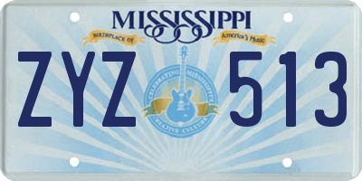 MS license plate ZYZ513