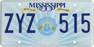MS license plate ZYZ515