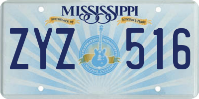 MS license plate ZYZ516