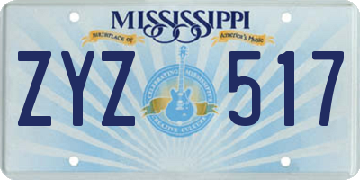 MS license plate ZYZ517
