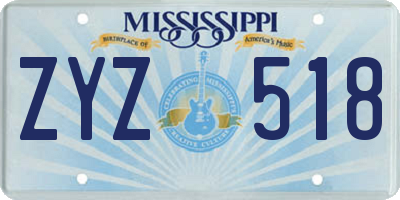 MS license plate ZYZ518