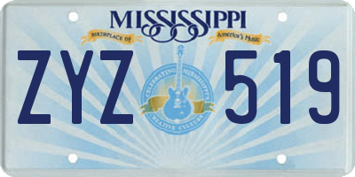 MS license plate ZYZ519