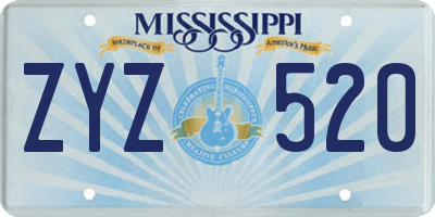MS license plate ZYZ520