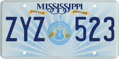MS license plate ZYZ523