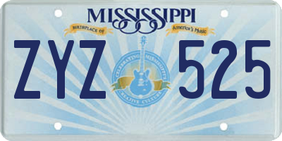 MS license plate ZYZ525