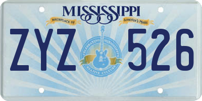 MS license plate ZYZ526