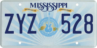 MS license plate ZYZ528