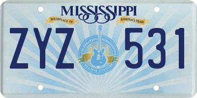 MS license plate ZYZ531
