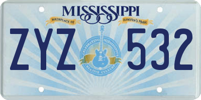 MS license plate ZYZ532
