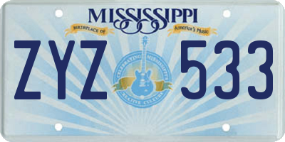MS license plate ZYZ533