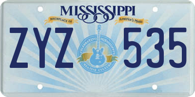 MS license plate ZYZ535