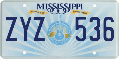 MS license plate ZYZ536