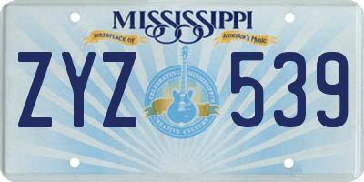 MS license plate ZYZ539