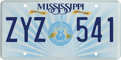 MS license plate ZYZ541