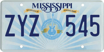 MS license plate ZYZ545