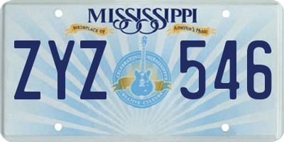 MS license plate ZYZ546