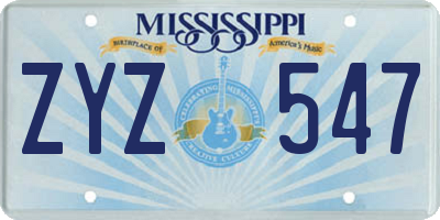 MS license plate ZYZ547