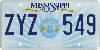 MS license plate ZYZ549