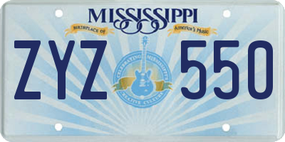 MS license plate ZYZ550