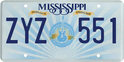 MS license plate ZYZ551