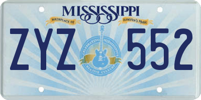 MS license plate ZYZ552