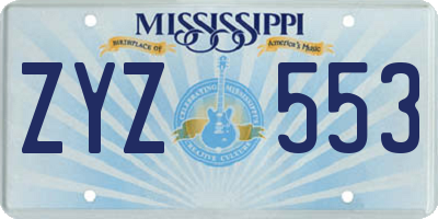 MS license plate ZYZ553