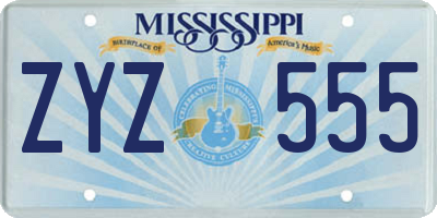 MS license plate ZYZ555