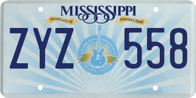 MS license plate ZYZ558
