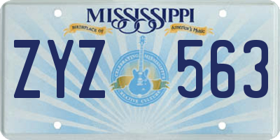 MS license plate ZYZ563