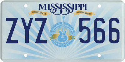 MS license plate ZYZ566